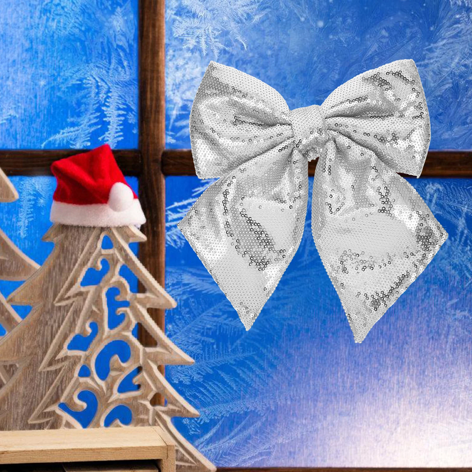 

Christmas Tree Bowknot Glitter Festive Ornaments For Holiday Party Xmas Decor Craft Supplies Shatterproof Bowknot