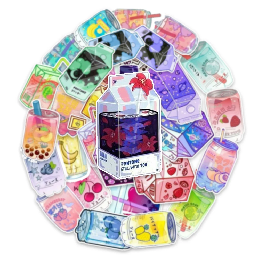 Cute Cartoon Drinks Mix Graffiti Stickers 30PCS Milk Beverage Guitar DIY Laptop Notebook Suitcase Sticker Festival Gift Toys