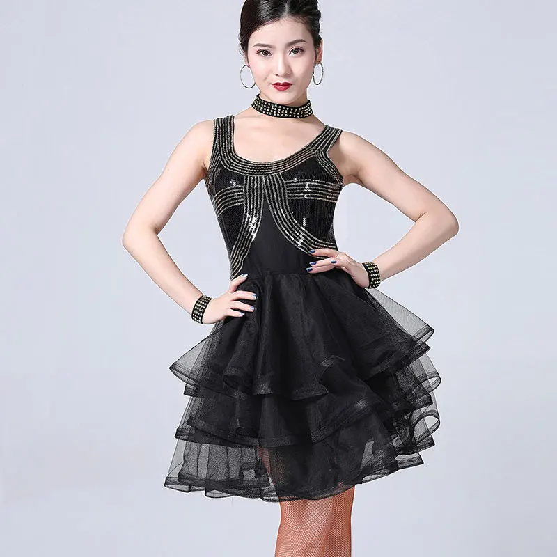 النساء ملابس رقص اللاتينية التانغو السالسا تشا تشا قاعة الرقص فستان الترتر مرحلة ملابس رقص الملابس اللاتينية