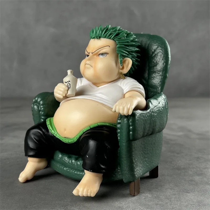 Anime One Piece Fatty Roronoa Zoro Drinks Pvc Action Figurine Desktop Model Figure Ornaments Toys Gifts Decoration Doll Statue