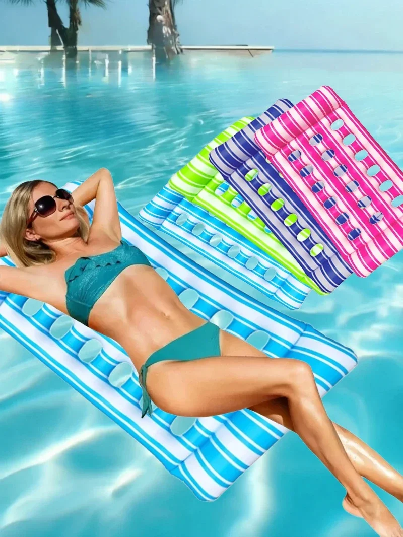 Foldable Inflatable Pool Floating Lounger PVC Air Mattress Comfortable Swimming Pool Party Lounge Chair Water Bed