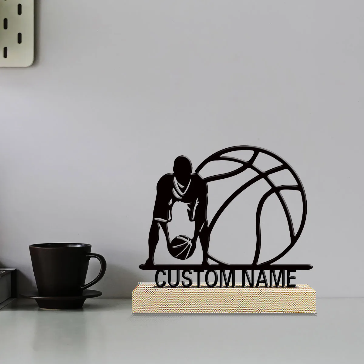 1pc Metal Ornaments with Customizable Names Customizable Name Equipped with A Wooden Base Festival Ornaments and Decorations