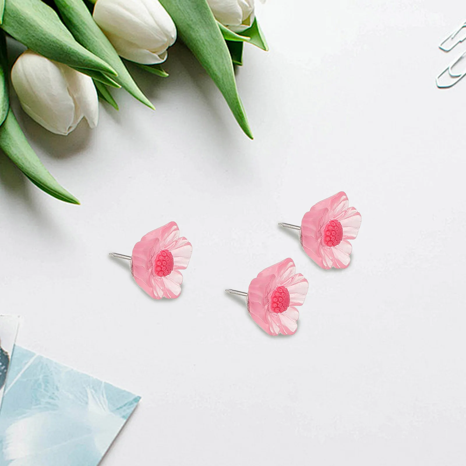 

10 pcs Flower Thumbtacks Transparent Resin Floral Design Wall Pushpin Office Kids Room Decorative Tacks Bulletin Board Corkboard