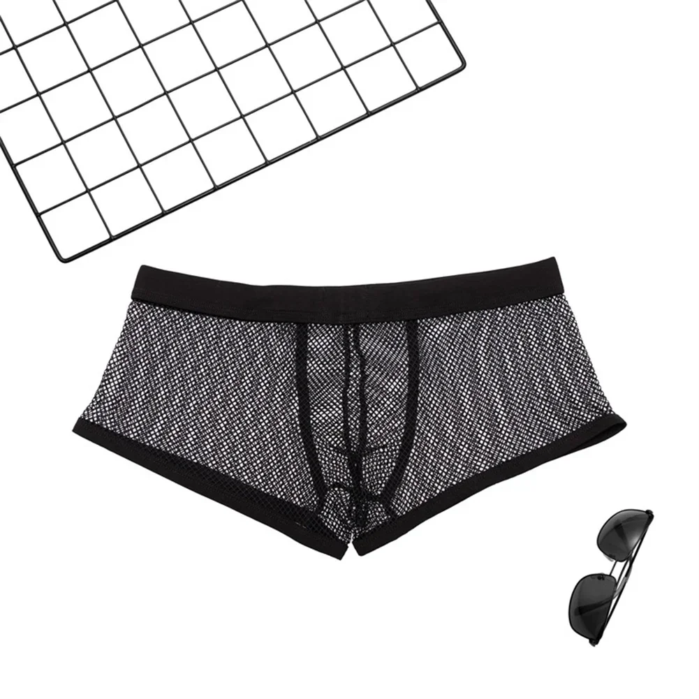 الاستخدام اليومي الرجال الملاكم السراويل تنفس سراويل العلامة التجارية الجديدة النمط الكلاسيكي مريحة تناسب حزام مطاط منخفضة الخصر