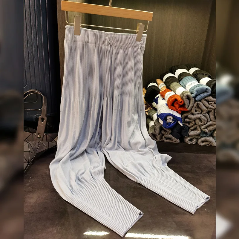 Miyake Pleats Simple Solid Color Pleated Pants Women's Casual Loose Casual Peplum Fashion Pleats Harlequin Pants Lantern Pants