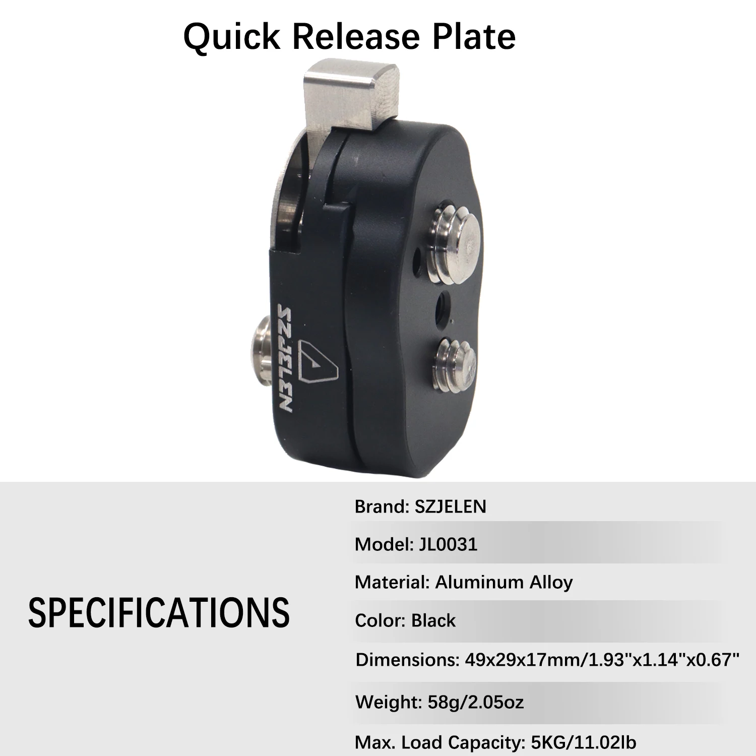 3/8 Screw M3 Locating Pin Mini Field Monitor Quick Release Plate for LCD Monitor Magic Arm LED Light Quick Release Plate