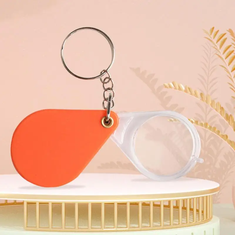 Pocket Magnifying Glass Old People Keychain Handheld Magnifying Glass Portable Orange Magnifying Lens For Elderly People