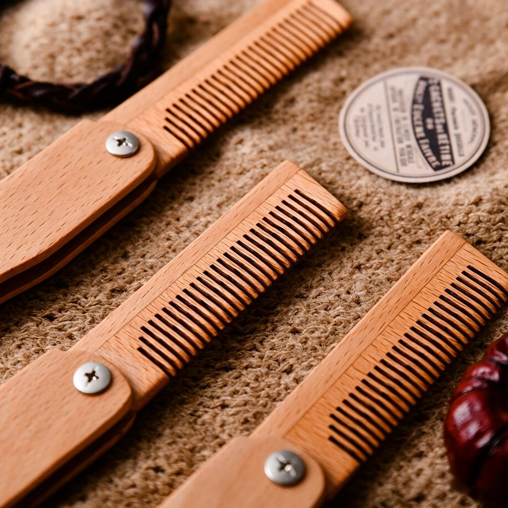 Custom Name Folding Wooden Comb Portable Hair Comb Engraved Groomsman Gift Best Man Souvenir Father's Day Present