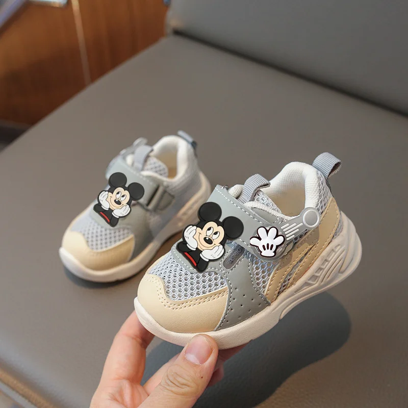 

Новые детские кроссовки Disney на весну/осень с Микки Маусом и Минни на мягкой подошве, детская обувь для малышей, зимняя летняя повседневная обувь для мальчиков и девочек