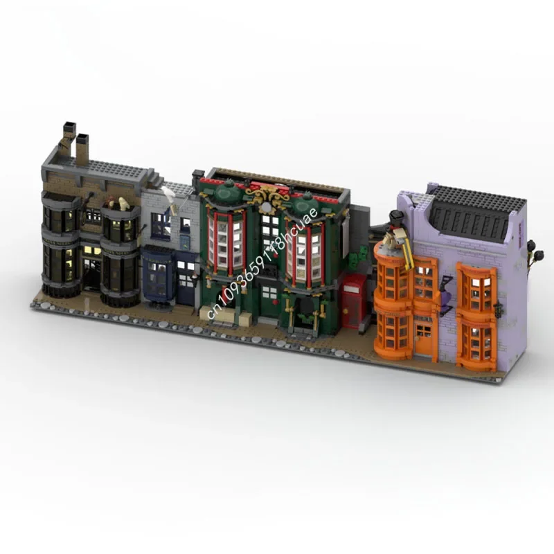 1062 stücke MOC Diagon Alley Ministry Magie Harry Modell Bausteine Architektur Modulare Montieren Geburtstag Spielzeug Weihnachten Geschenke