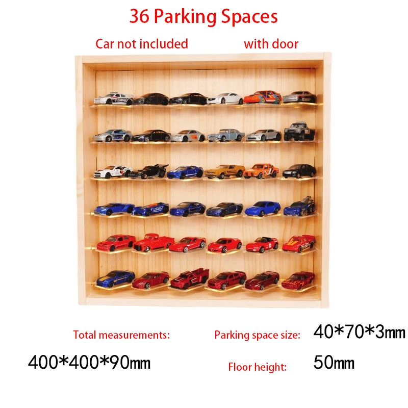 Présentoir Mural 50 Compartiments – Vitrine Voitures Jouets, Figurines, Poupées – Bois 46x39,8 Cm
