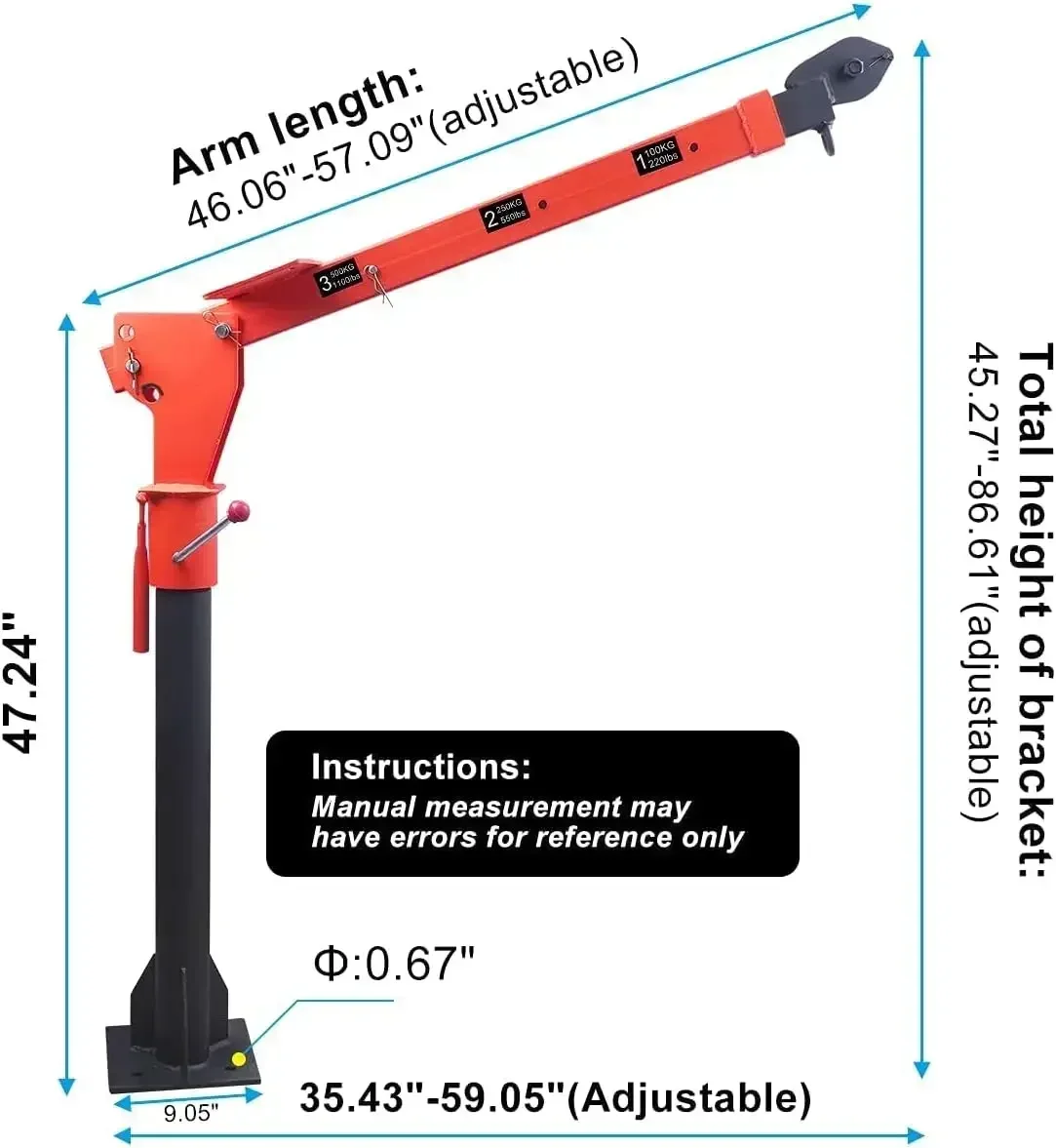 Elevador de grua de guindaste de cama dobrável montado em caminhão, Pickup com guincho elétrico sem fio, Versátil 0.5T, 3500 lb, 12V