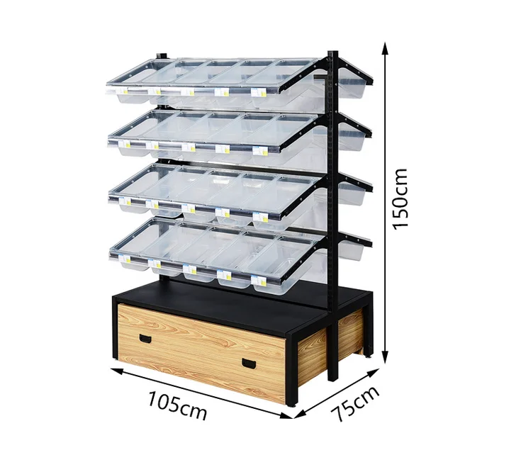 Supermarket snack shelf display shelf Convenience store casual loose weighing dry fruit shelf display shelf for bulk small food