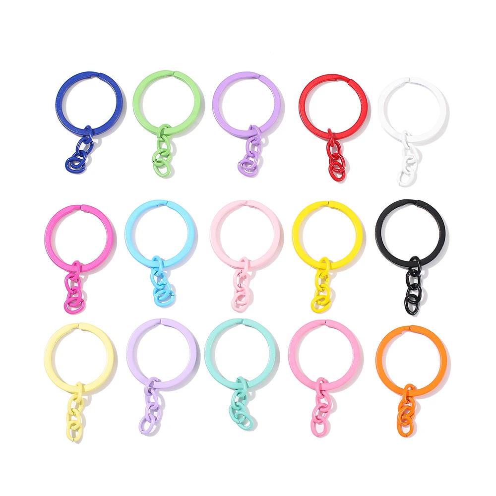 5pcs/Lot 30mm Key Ring Key Chain 55mm Long Colorful Round Split Keychain Keyrings for DIY Jewelry Making Supplies Wholesale