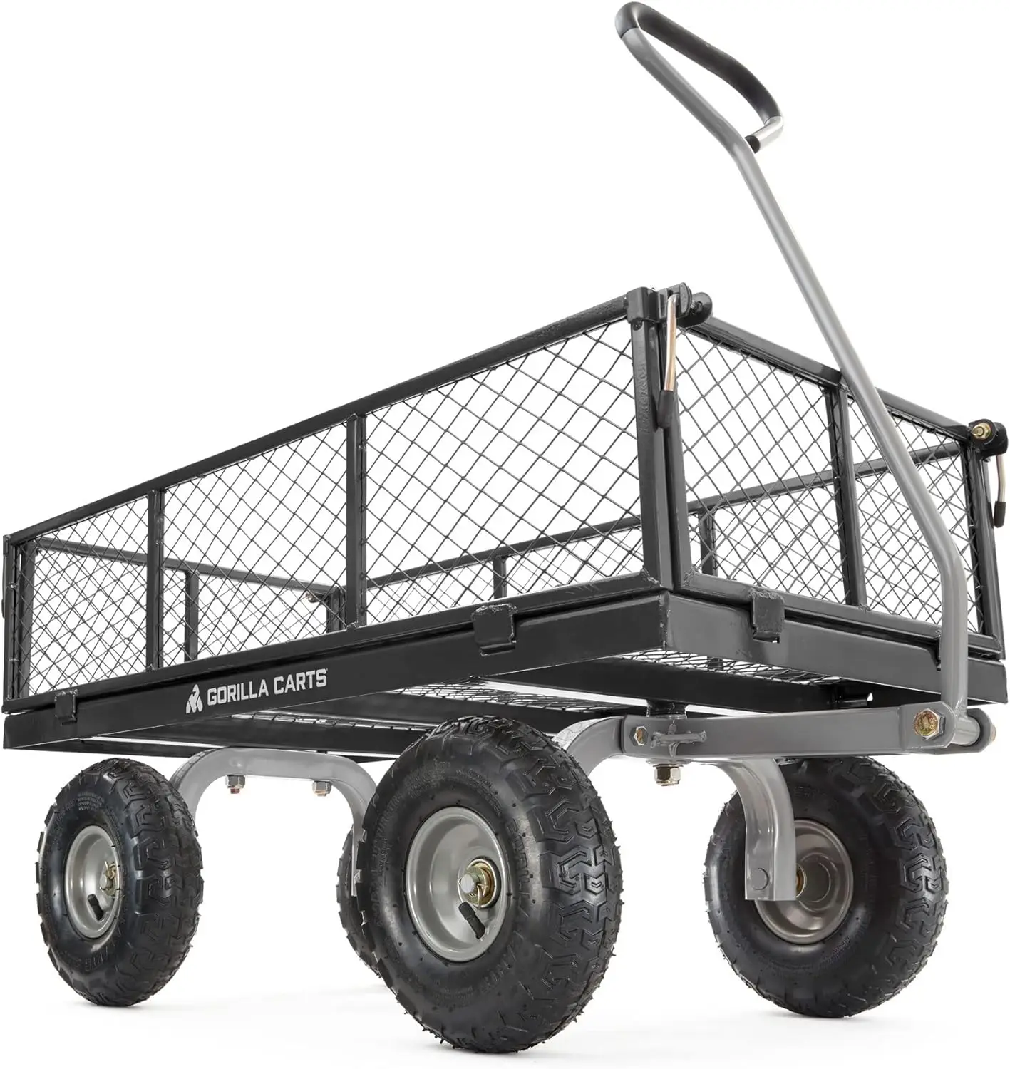 

Gorilla Carts 800 Pound Capacity Steel Utility Cart, Flatbed Dolly Gardening Cart Outdoor Yard Wagon with Tow Handle and Removab