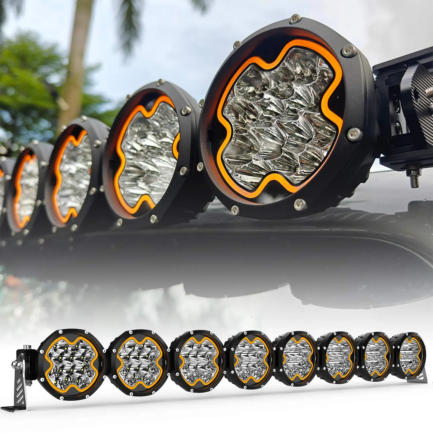

YBYZ 42" Linkable Sport LED Roof Pods Light Bar Kit 292W 4x4 Offroad Spot Light Bar Car Search Light whit DRL for SUV ATV UTV