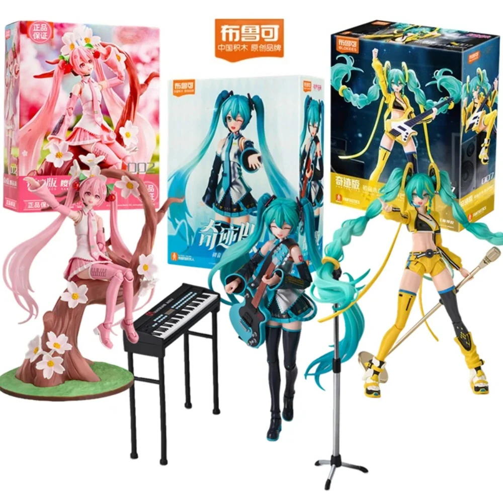 Blokees Hatsune Miku الكرتون أنيمي الجمعية تمثال لعبة أنيمي عمل الشكل البلاستيكية الاطفال اللعب دمية جمع أرقام هدية