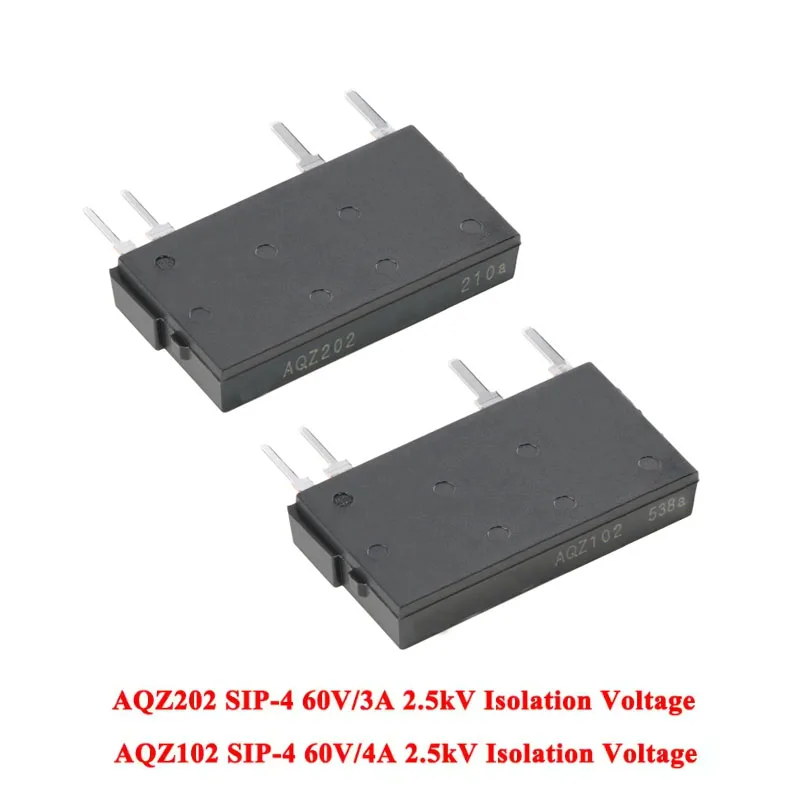 1-10Pcs AQZ102 AQZ202 SIP-4 Optocoupler Solid-State Relay 60V 4A/3A 2.5kV Isolation Voltage 1-Channel Normally Open NO