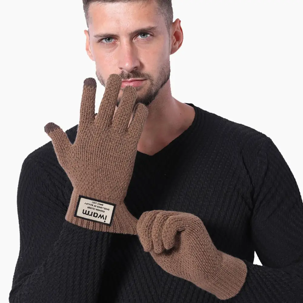 

Winter 12*22cm Windproof Warmer Winter Warm Outdoors Cold-proof Finger Glove Touch Screen Knitted Gloves Men's Gloves