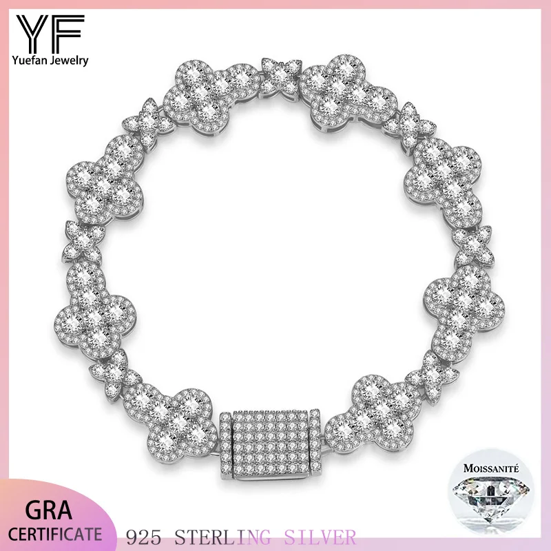 

S925 Silver Bracelet Main Stone Mosanite Cross Hip Hop Jewelry Couple Personality Fashion Valentine's Day Gift Christmas