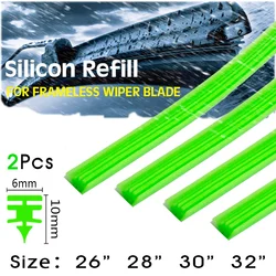 2PCS=1Pair Universally Car Wiper Blade Silica Gel Silicon Refill Strips for Frameless Boneless Wipers 6mm 26