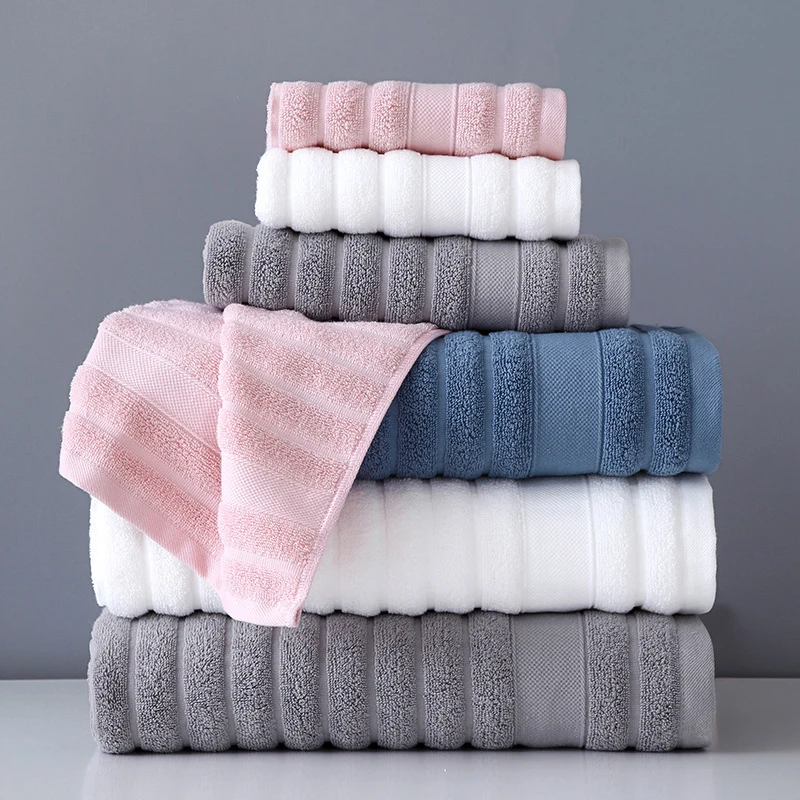 100% Cotton 3PCS Bath Towel Set Absorbent Adult Bath Towel Solid Color Soft Affinity Wash Face Hand Shower Towel Bathroom Towel