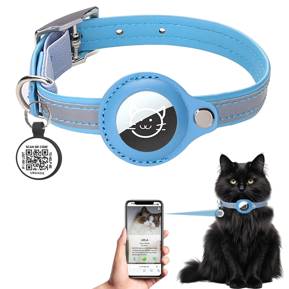 Compatibile con Apple Airtag collare per animali domestici con QR Smart Tag, per accessori per cuccioli di gatto collari riflettenti per gattini in