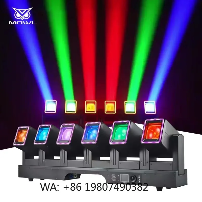 Профессиональный сценический световой прибор 6x60W 4-в-1 RGBW Halo Ring LED Matrix Moving Head Projection Light DMX Zoom Beam Wash