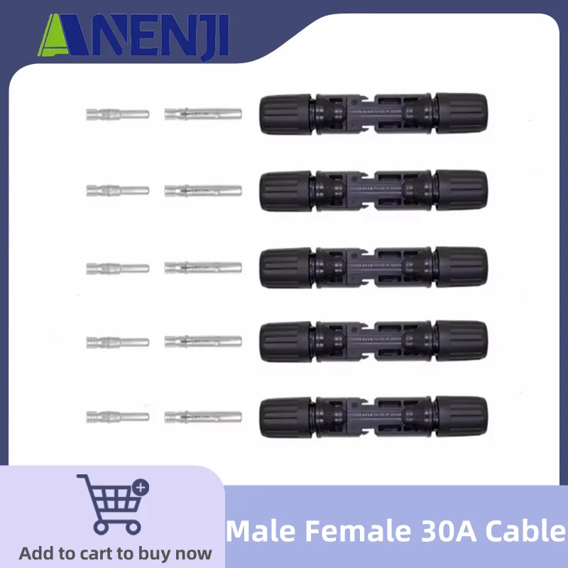 1Pair Solar Panel Connector Solar Solar Plug Cable Connectors (male and female 30A) for Solar Panels and Photovoltaic Systems