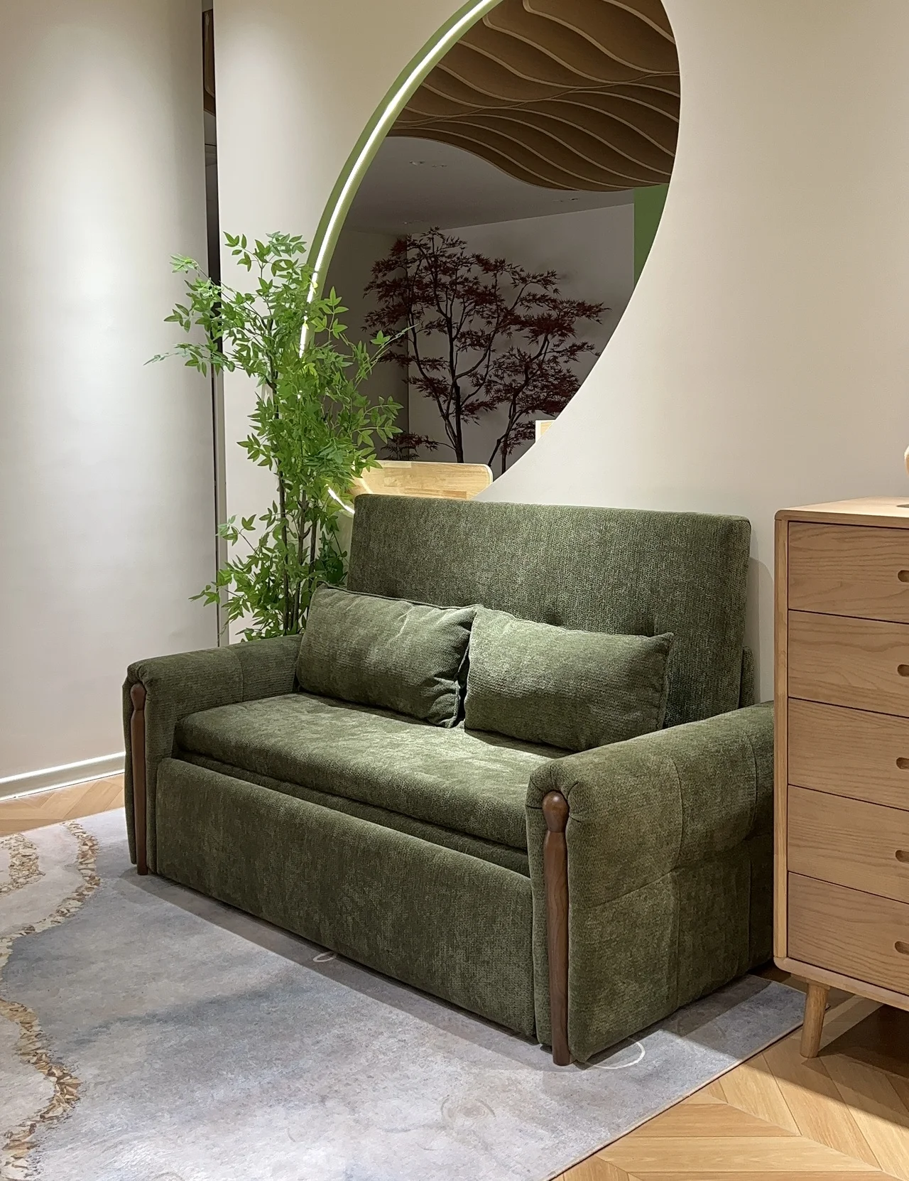 ！@DY003# Sofa Bed, Rubber Wood Frame, Cloud Flannel Upholstery, Multi-Color Living Room Sofa Bed