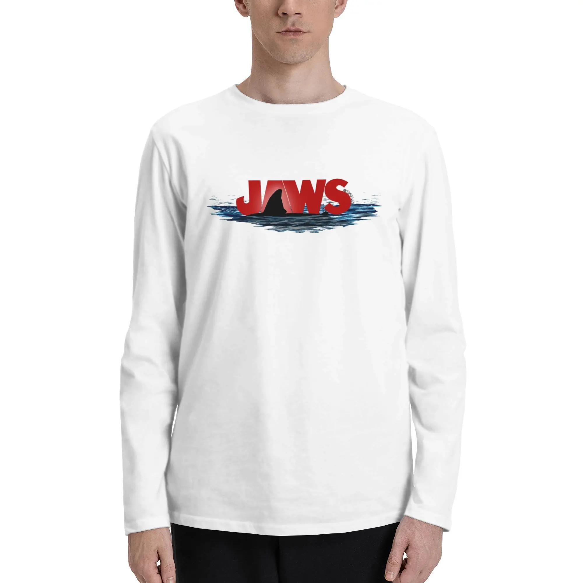 سويت شيرت بقلنسوة عتيق للرجال فكي زعنفة قرش بيضاء رائعة 100% قطن بقلنسوة بلوزات كلاسيكية بقلنسوة