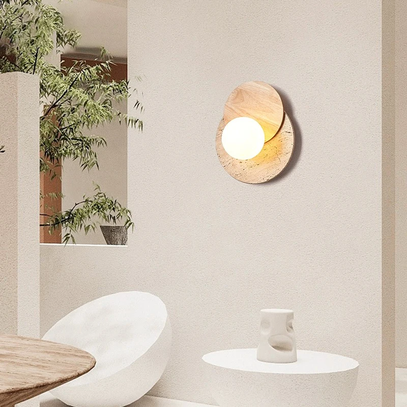 Imagem -05 - Creme Estilo Led Lâmpada de Parede Quarto Cabeceira Luzes Pedra Madeira Wabi-sabi Decoração de Casa Luminária Lâmpada g9 Luz Suave