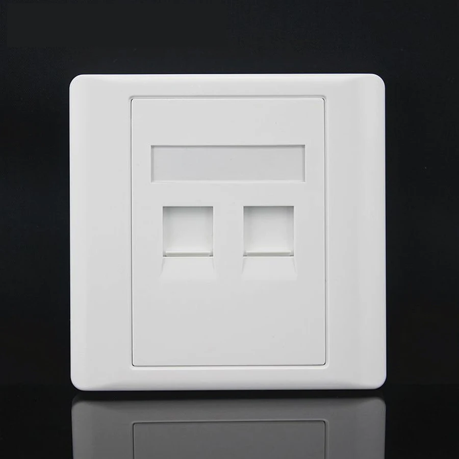 Panel de toma de pared rj45, placa frontal modular de 2 puertos, cat5e, cat6, 86mm, para ordenador