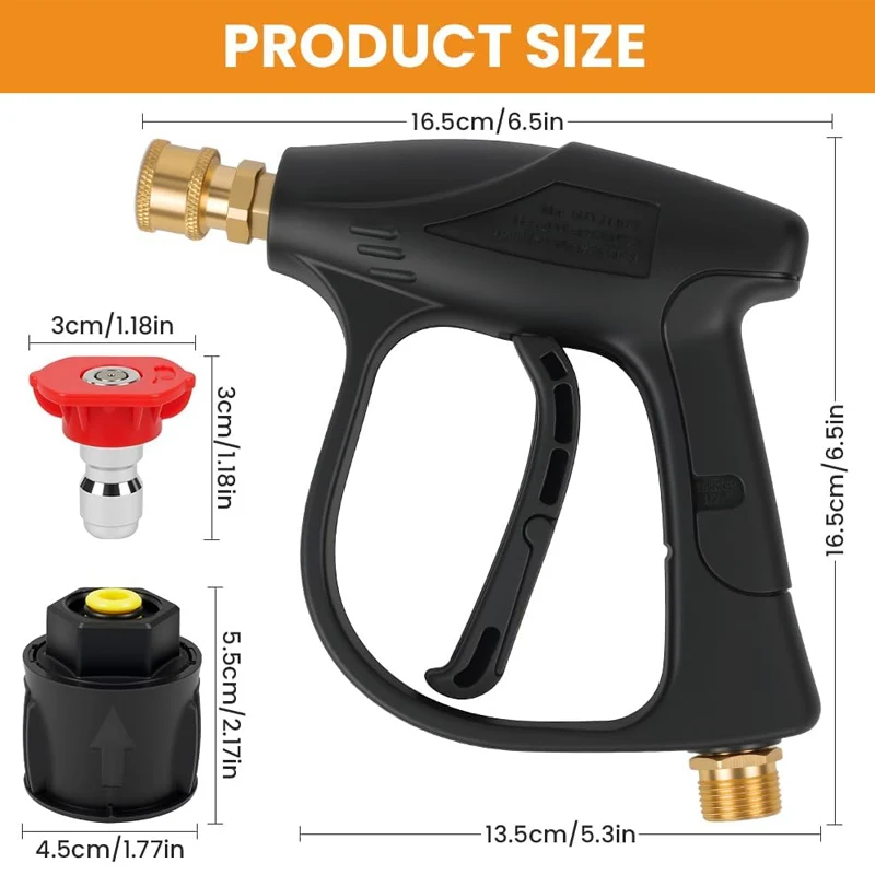 High Pressure Washer Gun with M22 14MM Hose Interface and Adapter with 5 Spray Nozzle Tips For Karcher/Bosch/Lavor view 2