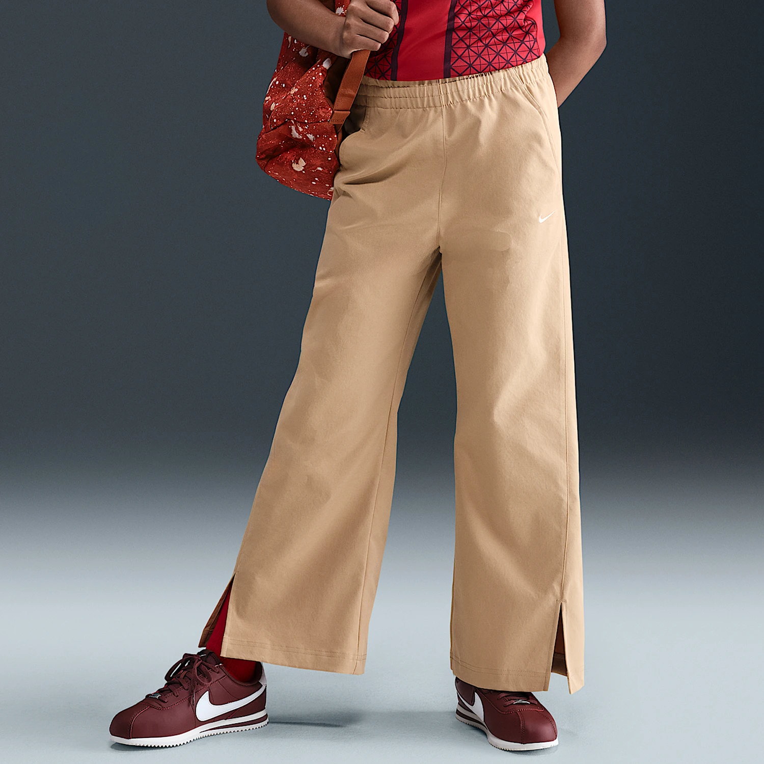 

Nike Authentic Sportswear Big Kids Woven Loose Wide Leg Trousers HQ9401-200