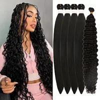 Pelo bohemio negro para trenzar trenzas bohemias de ganchillo pelo trenzado preestirado para trenzas bohemias sintéticas sin nudos