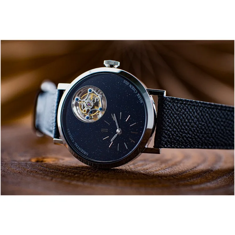 Tourbillon Mechanical Men's Leisure Watch Blue Sandstone Lapis Lazuli Custom Suspension 6340