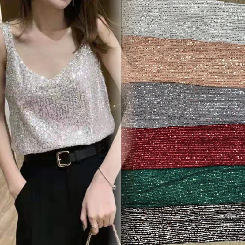 

Эластичная 3-миллиметровая блестящая сетчатая ткань с вышивкой пайетками используется для шитья вечерних платьев и свадебных платьев, ткани «сделай сам»