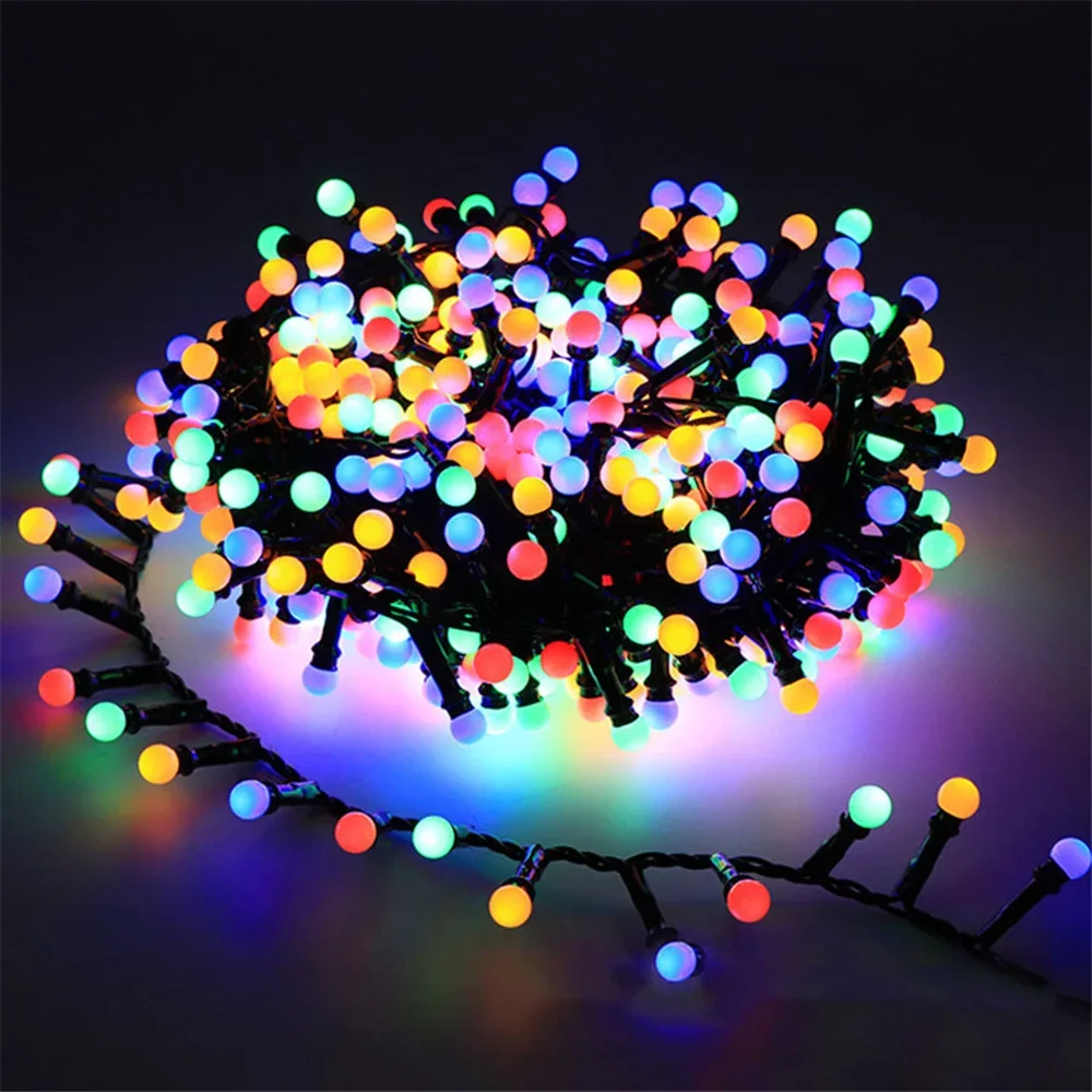 250/500LED Round Ball Christmas String Lights Holiday Fairy Lights Garland for Bedroom Xmas Wedding Party Garden Decoration