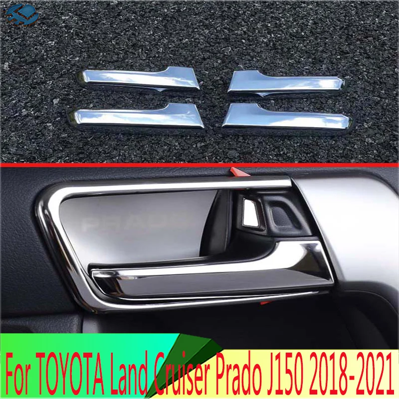 For TOYOTA Land Cruiser Prado J150 2018-2021 2019 2020 Decorate Accessories ABS Chrome Inner Door Handle Cover Trim