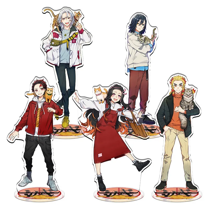 Anime kimetsu no yaiba acrílico suporte demon slayer figuras estatuetas kits de garagem modelo brinquedos gk ornamentos decoração