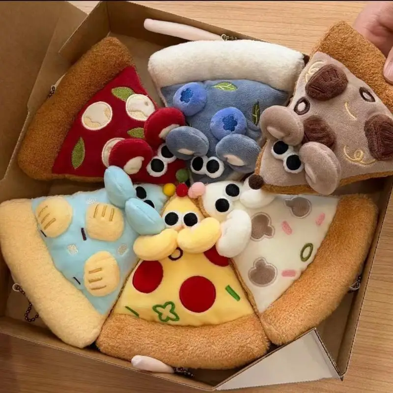 Creative Pizza Mouse Plush Keychain Cute Soft Food Plushie Doll Portable Bag Pendant for Outdoor Hiking Backpack Decor