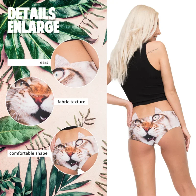 Ropa interior con estampado de animales para mujer, lencería de seda de leche, bragas elásticas transpirables, ropa interior acogedora