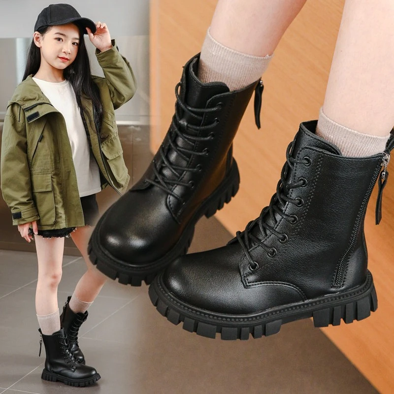 Nuevas y cómodas botas de montar de suela gruesa con punta redonda a la moda, populares en otoño e invierno, botas deportivas de longitud media para bebé