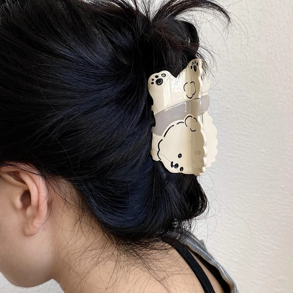 

New Acetate Teddy Cartoon Dog Crab Hair Claw Clip For Women Girls Fashion Fixed Shark Barrettes Hairpin Hair Accessories Tool