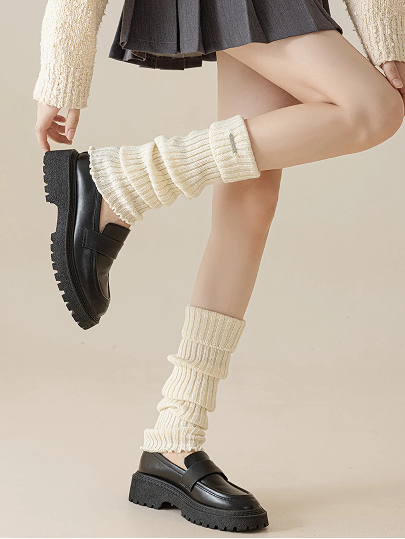 1/2/3/4 Paar zufällig ausgewählte Retro-Wärme-Stricksocken für Damen – Detail 5