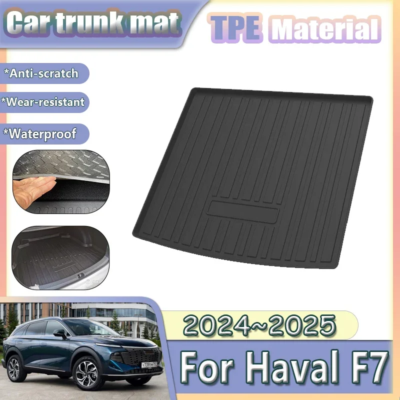 TPE Car Trunk Mat For Haval F7 2024 2025 Shenshou Waterproof Rear Trunk Pad Carpet Liner Interior Rubber Material Car Accesories