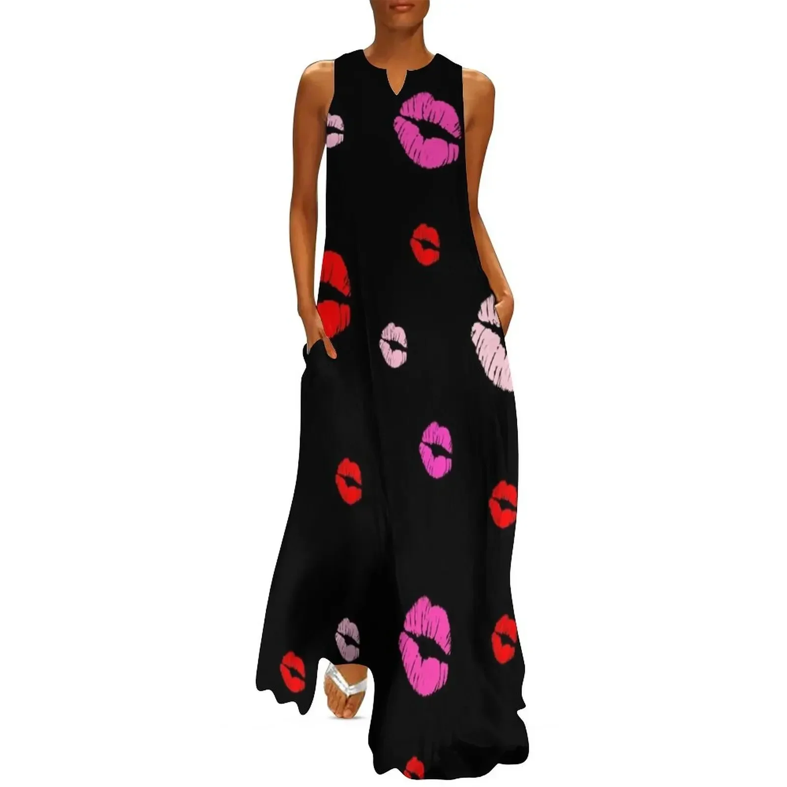 

Lipstick Kisses, Black Long Dress Dresses gala clothing women summer 2025 evening dress women cocktail dresses Dress
