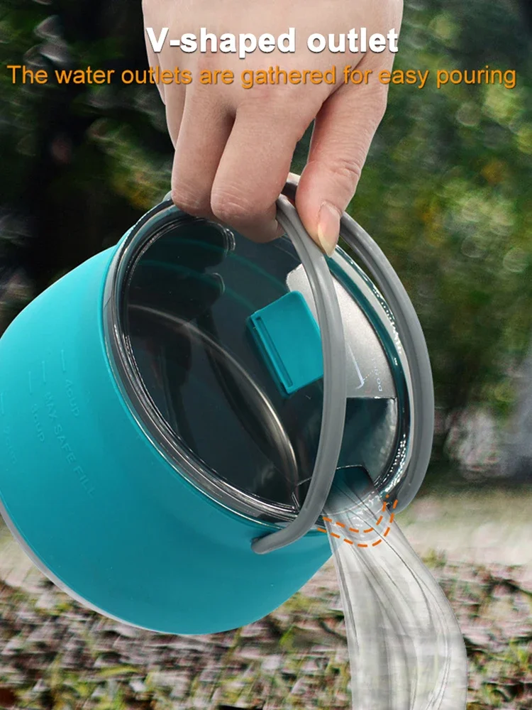 

Silicone Folding Kettle Portable Boiling Water Pot for Outdoor Camping Travel Hiking Backpacking Cooking Supplies
