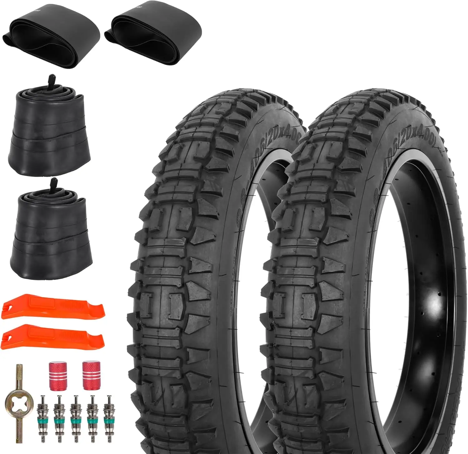 

Heavy Duty 20x4 E-Bike Fat Tire, Wear-Resistant Set for 20" Mountain Snow Bike - Black/Brown/White
